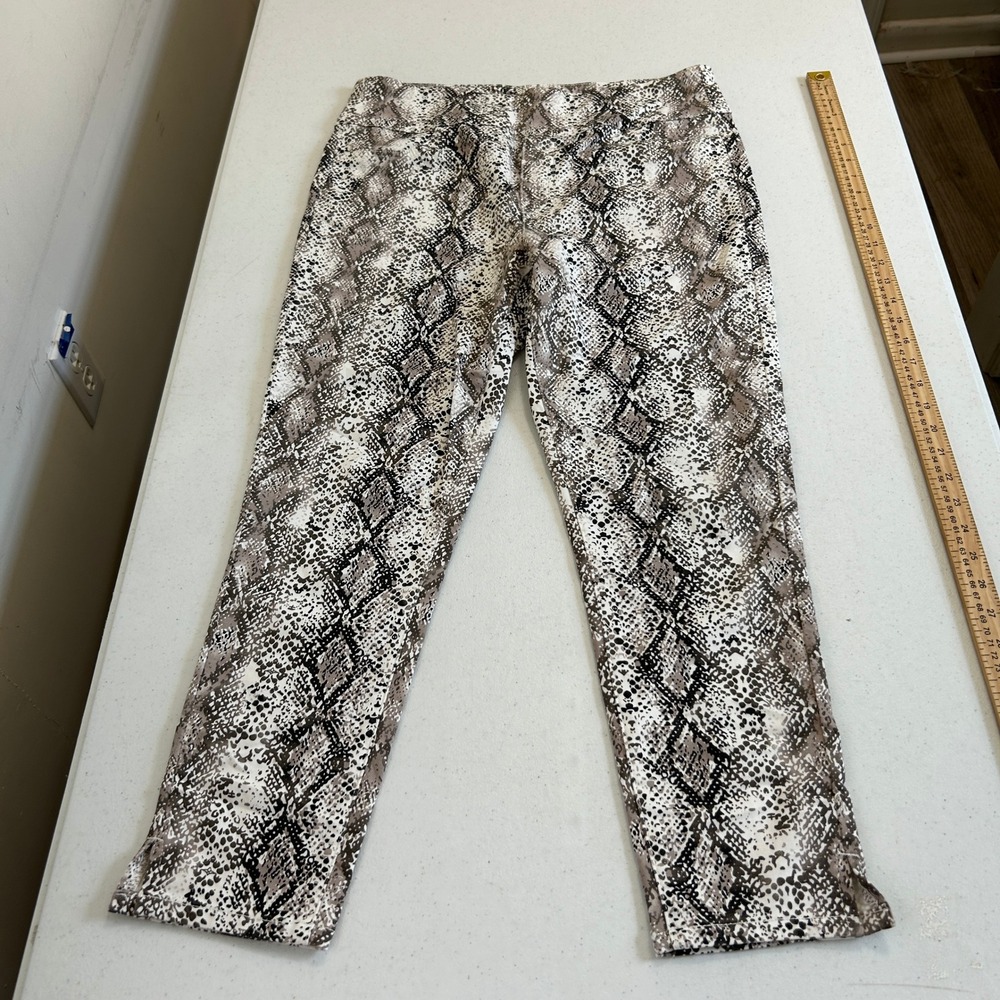 Lior Paris Womens Grey Snake Print Pull On Ankle Pants Size 12 Python Slim Leg